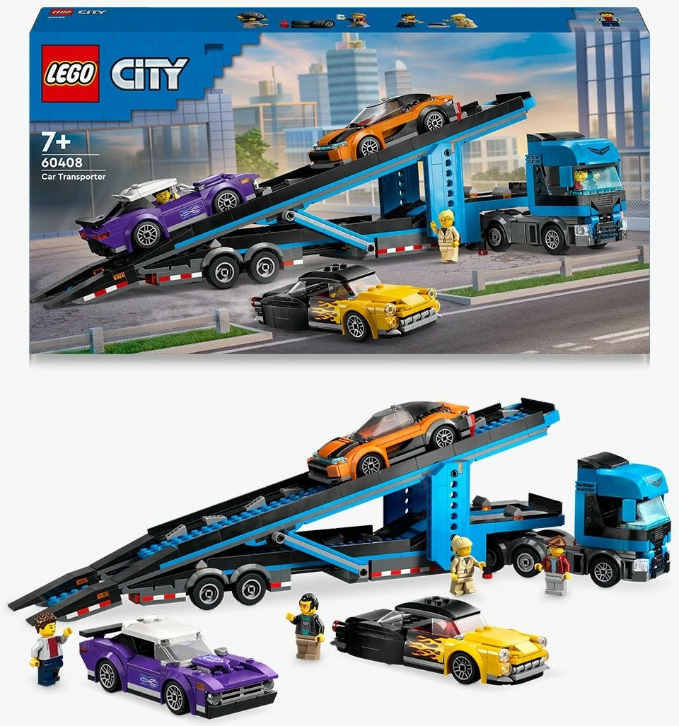 Set ndërtimi LEGO City 60408 Autotransporter me makina sportive, shumëngjyrëshe