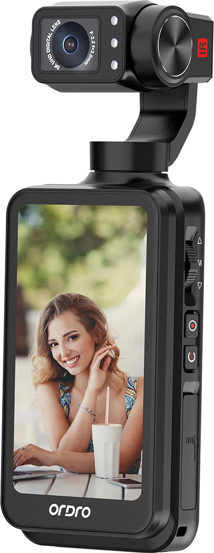 Kamerë xhepi Ordro Pocket M5 me gimbal 3-aksial, 5K, e zezë