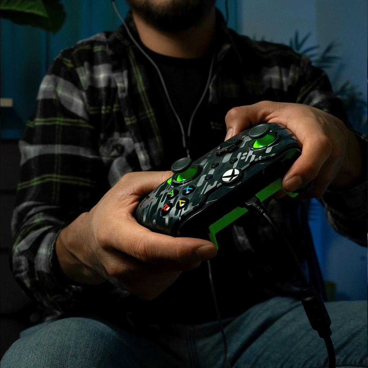 Gamepad PDP Neon Carbon, Xbox, Windows 10/11, Wired, USB, Karbon, Gjelbër