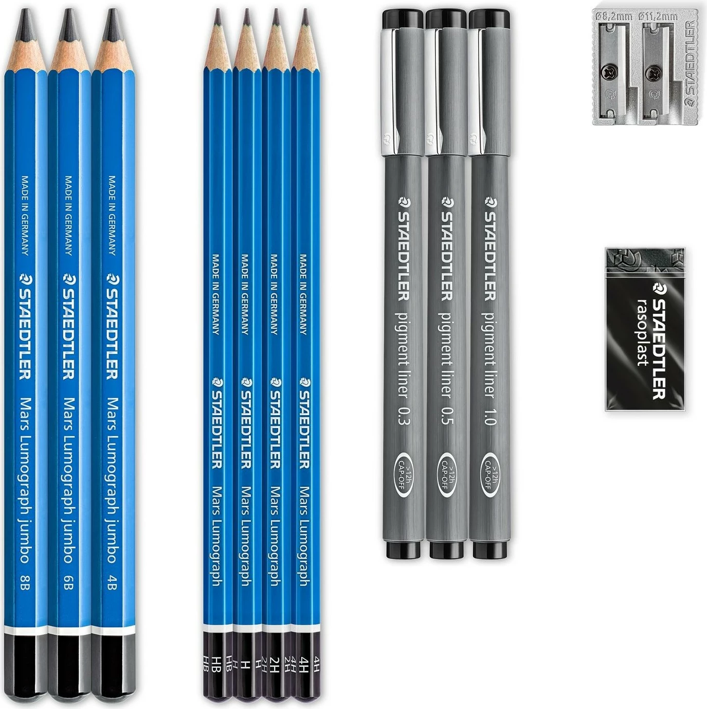 Set vizatimi STAEDTLER Gemischtes Zeichen Set, 7 copë, blu/gri