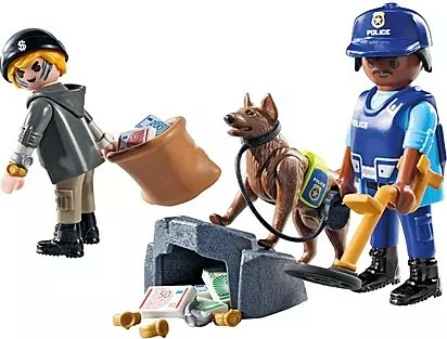 Set lodrash Playmobil Action Heroes 71731 me polic, hajdut dhe qen gjurmues, 27 pjesë