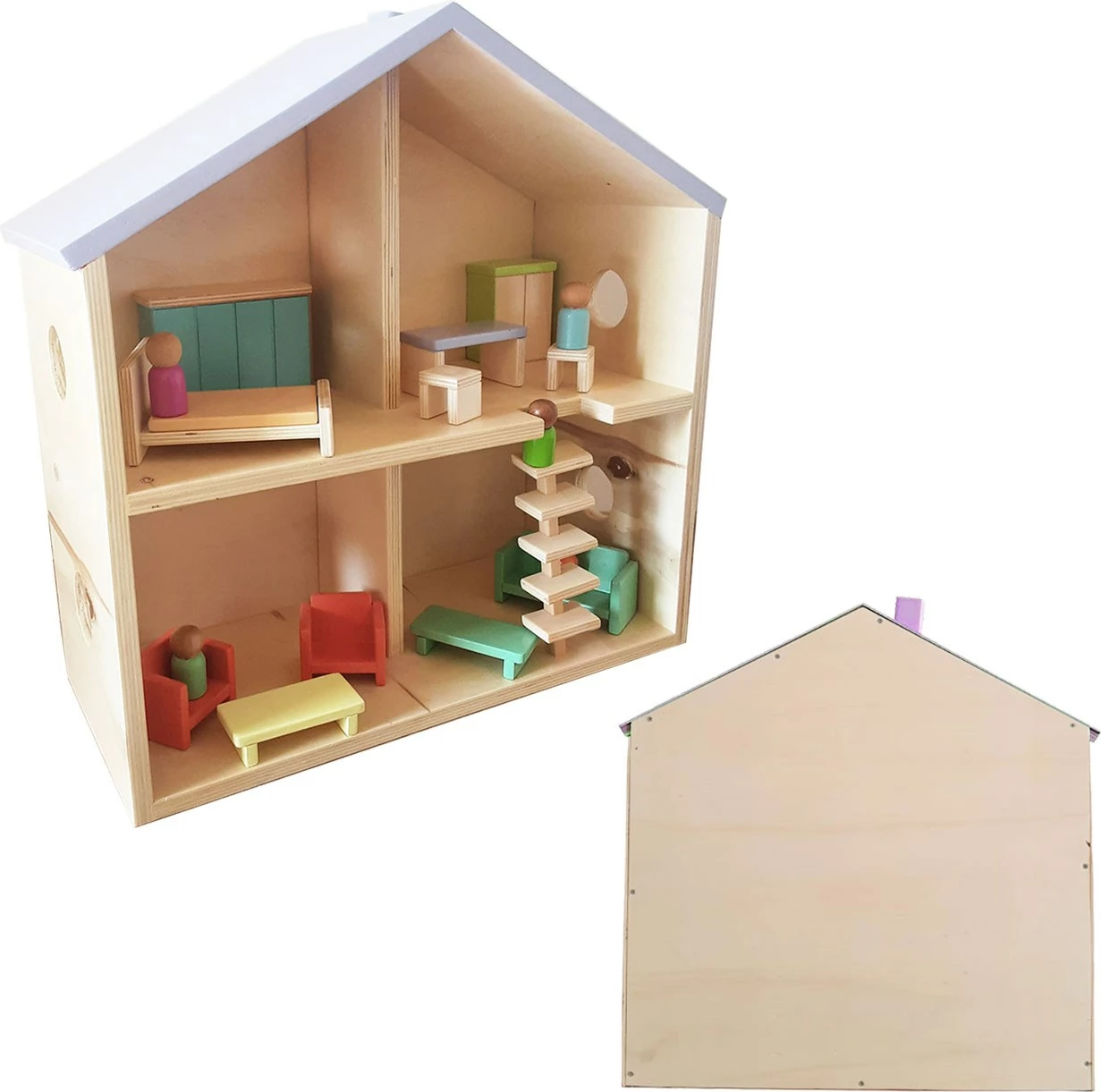 Shtëpi lodër prej druri, shumëngjyrëshe, Skye Decor