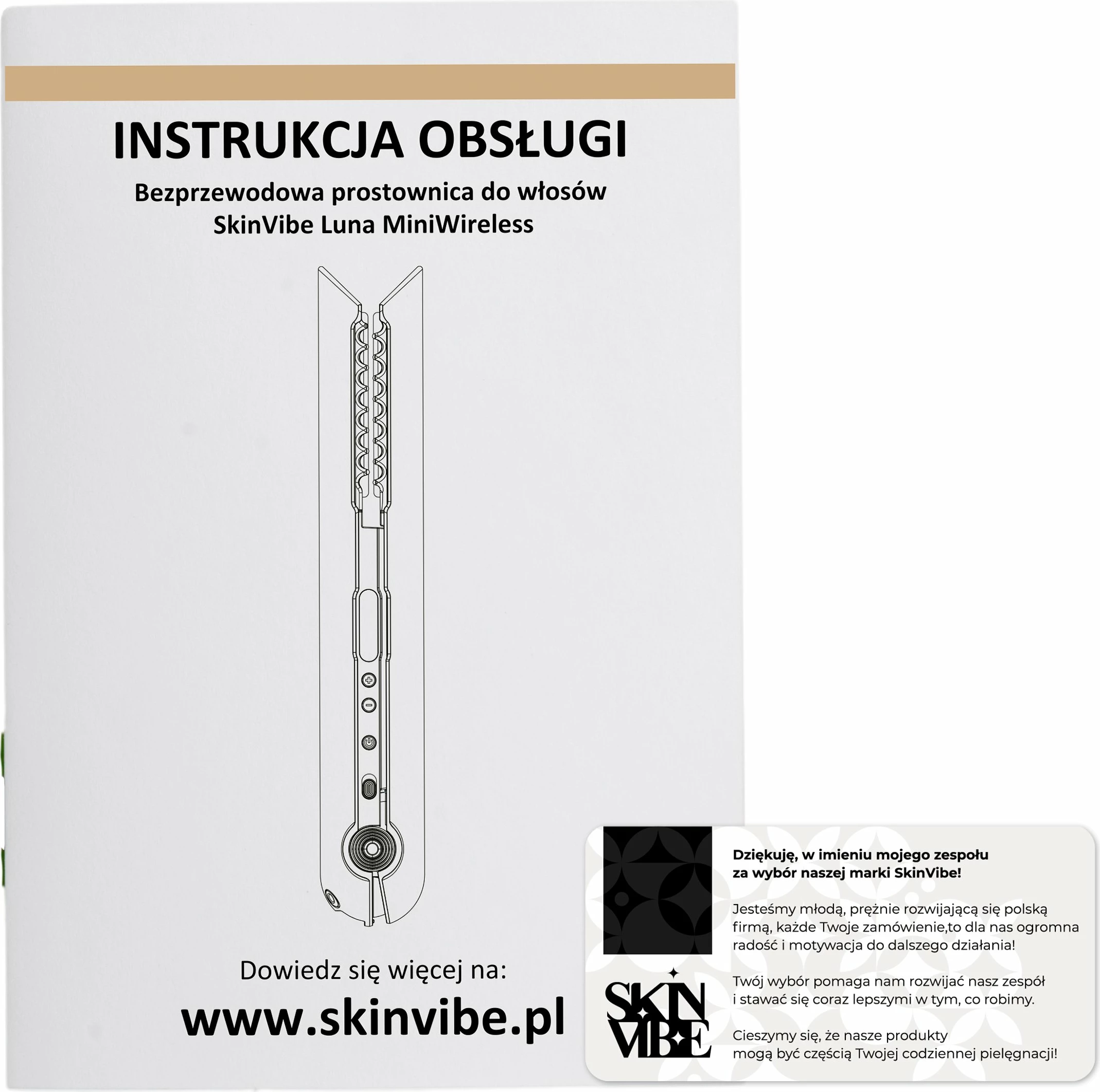 Drejtues flokësh pa kabllo SkinVibe Luna MiniWireless SV-003BK, 210°C, pllaka qeramike 20 mm, 3 nivele temperature, LCD, e zezë, me qese mbrojtëse