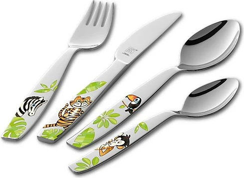 Set takëmesh fëmijësh Zwilling Jungle 4 copë, çelik inox