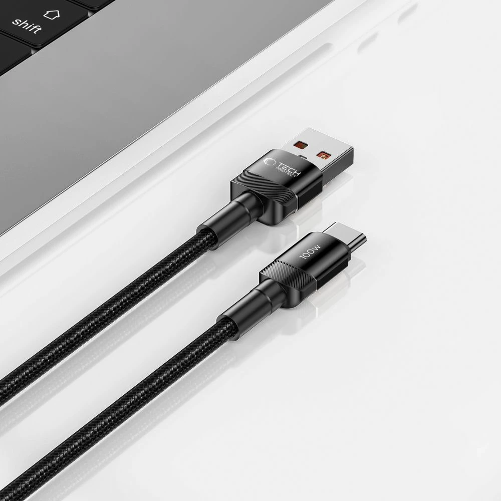 Kabllo Tech-Protect UltraBoost Evo, USB-C / USB-A, 0.5m, 100W, e zezë