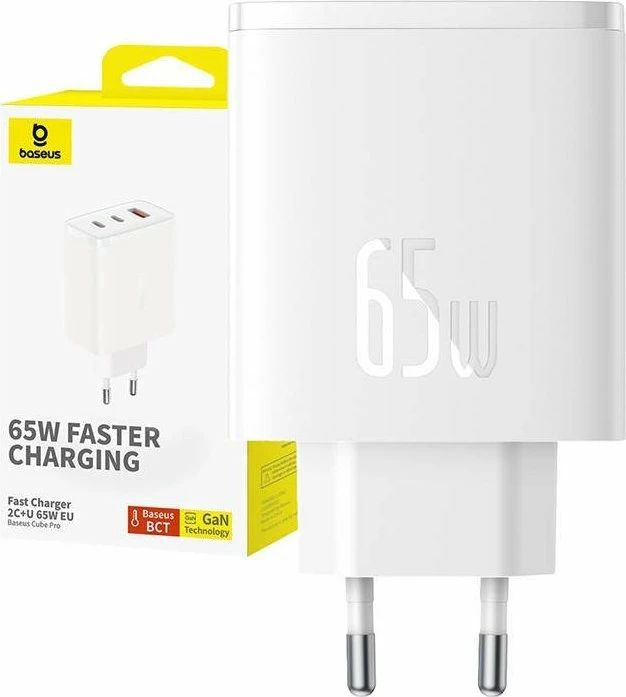 Karikues rrjeti Baseus OS-Cube Pro P10152301213-00 65W 2xUSB-C + USB-A, i bardhë