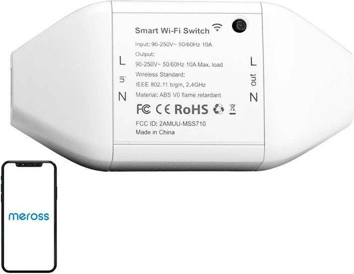 Switch i mençur Wi-Fi Meross MSS710-UN, kontroll me aplikacion, i bardhë