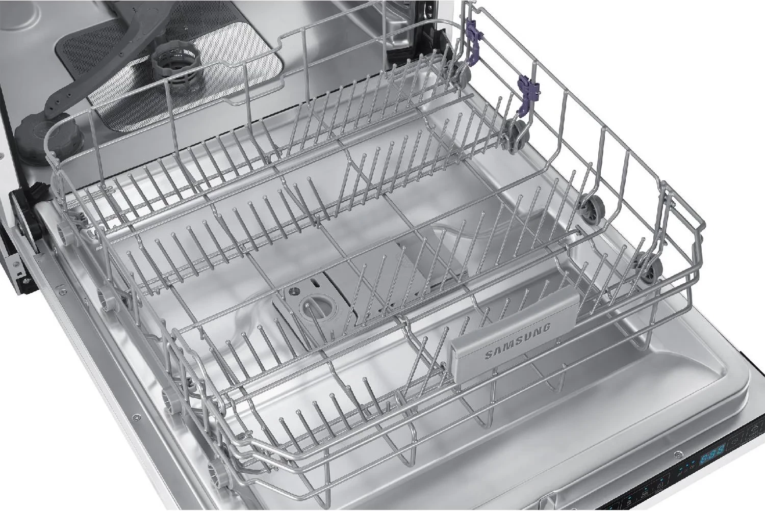 Enëlarëse, Samsung DW60M6070IB/ET, plotësisht e integruar (E), ekran LED i gjerë, raft i tretë fleksibël