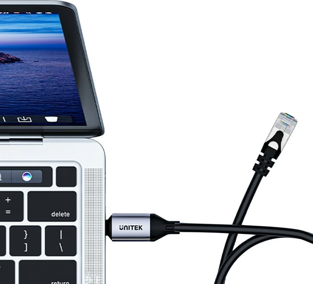 Kabëll Ethernet Unitek USB C RJ-45 LAN, 1m, zi-argjendtë