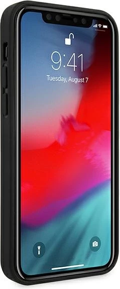 Mbështjellës Ferrari Off Track Quilted për iPhone 12 Pro Max, lëkurë natyrale, zi