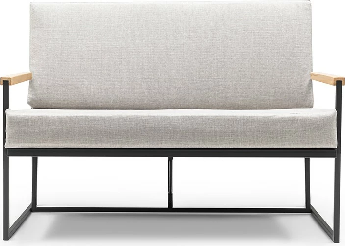 Divan kopshti dy vendësh, Skye Decor, krahë druri, bezhë/zi, 124x83x60cm