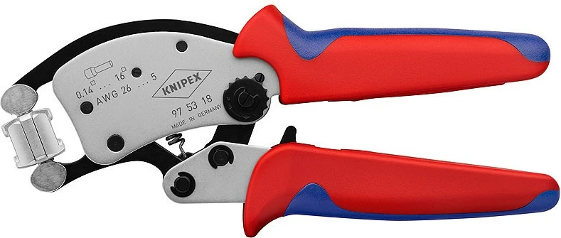 Vegël dore Knipex Twistor 16 për aderendhülsen, kuqe/blu