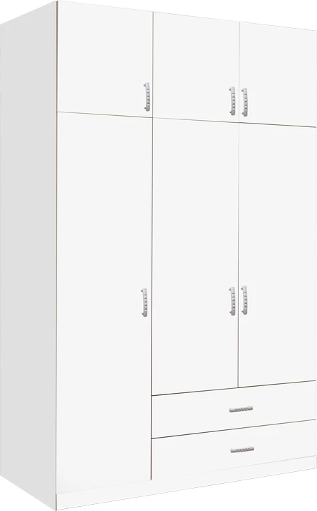 Dollap me tre dyer dhe sirtarë Royal, ngjyrë e bardhë, 150x58x230cm