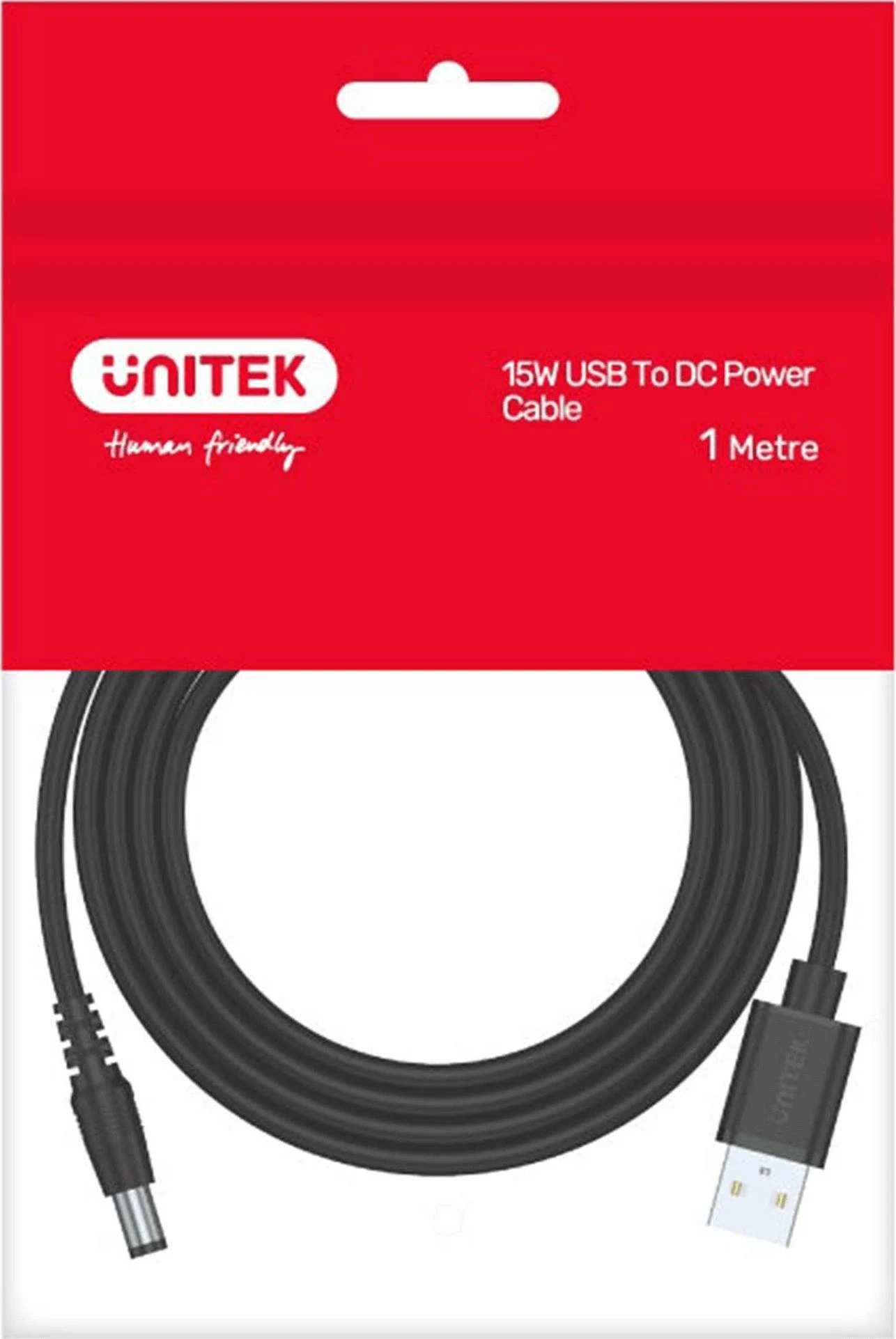 Kabllo USB-A në DC 3.5 mm Unitek Y-C495BK 1 m 5V/3A (15 W) 3.5x1.35 mm e zezë