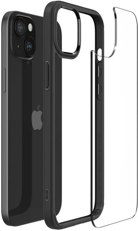 Mbështjellës Spigen Crystal Hybrid për iPhone 15 Plus, Transparent/Black
