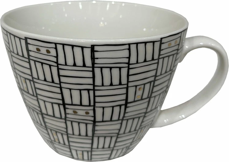 Filxhan Serax, porcelan New Bone China, bardhë, zi, ar, 11x11x8cm