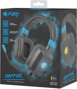 Kufje gaming Fury Raptor NFU-1584, me mikrofon, të zeza dhe kaltër
