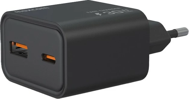 Karikues rrjeti Maxcom LAD 30W USB A+C, i zi