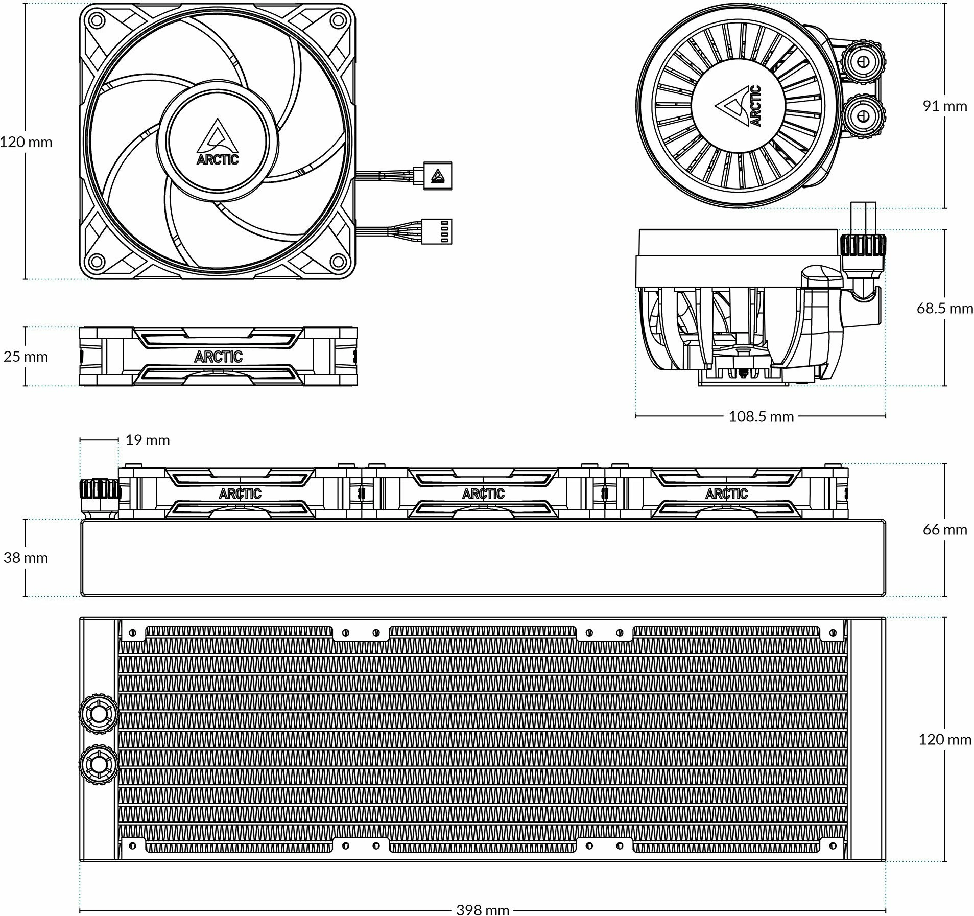 Sistem ftohje me lëng Arctic Liquid Freezer III Pro 360 A-RGB, radiator 360mm, 3x120mm PWM, i zi