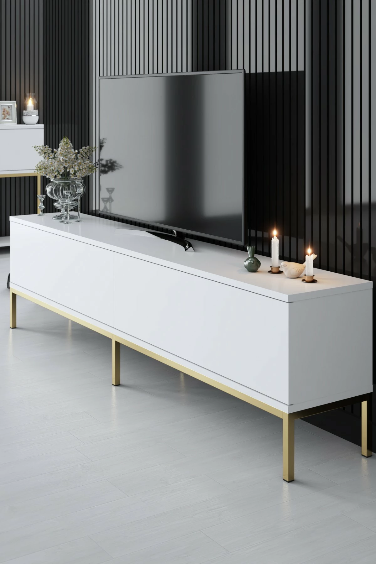 Set mobiljesh për dhomë dite, Hanah Home Lord, e bardhë dhe ari