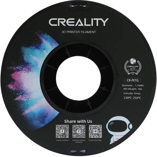 Filament 3D Creality CR-PETG, 1.75 mm, 1 kg, e zezë
