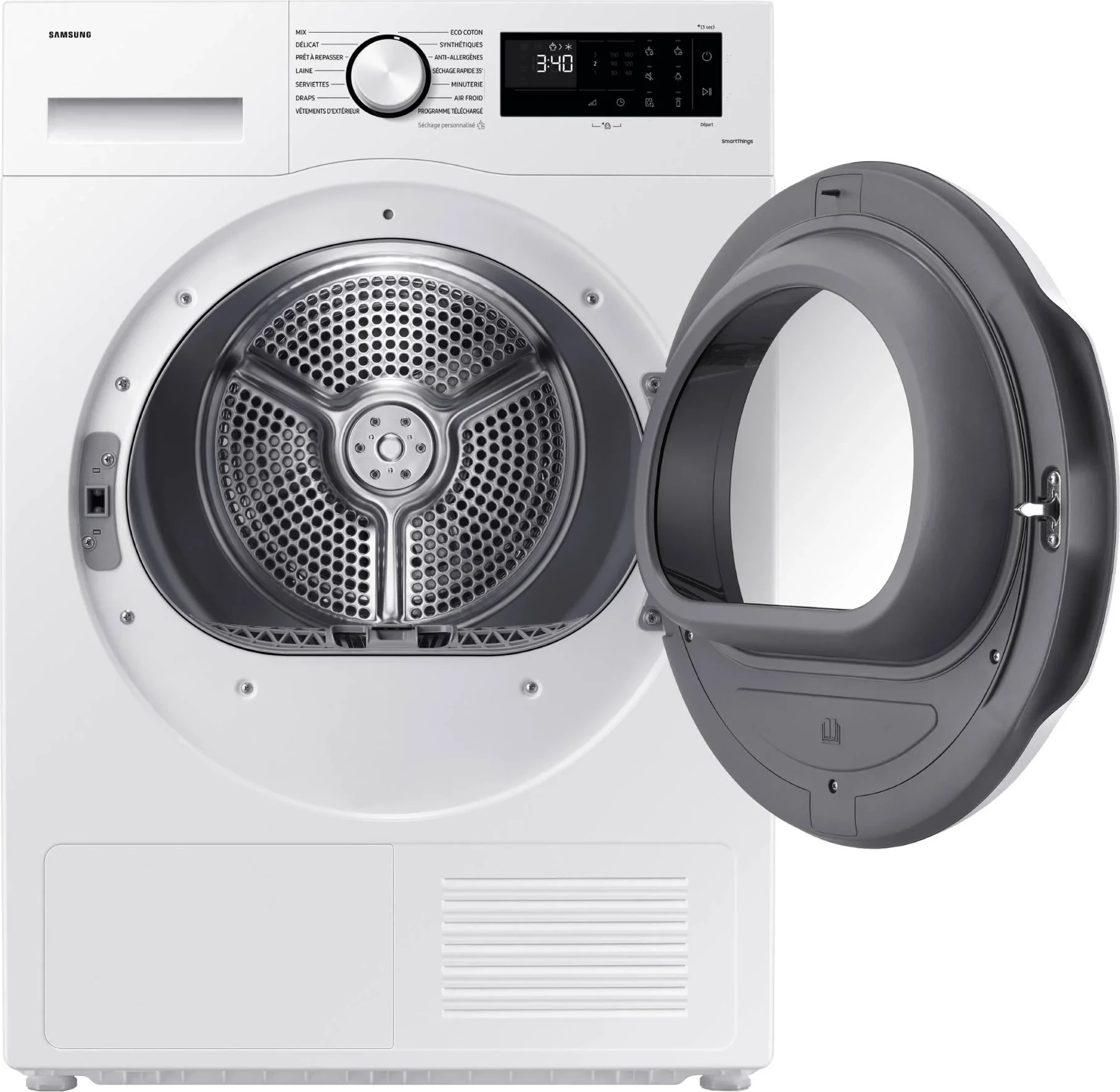 Tharëse rrobash, Samsung, DV90DG52A0TELE, 9 kg, pompë nxehtësie, Wi‑Fi, klasa energjie C, e bardhë