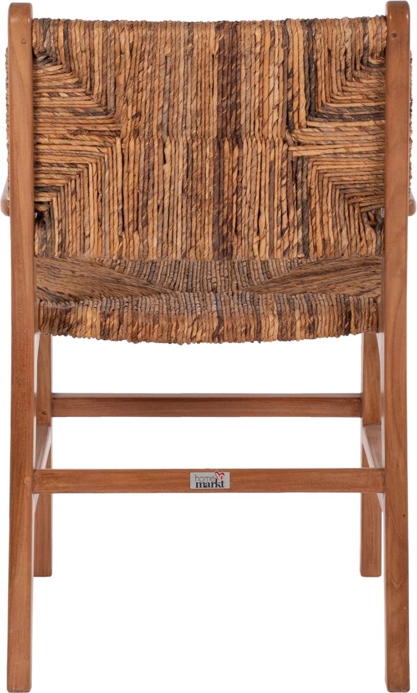 Karrige për ngrënie me krahë, dru tik dhe rush, ngjyrë arre-bezhë, FH9400.01, 54x58x86,5 cm