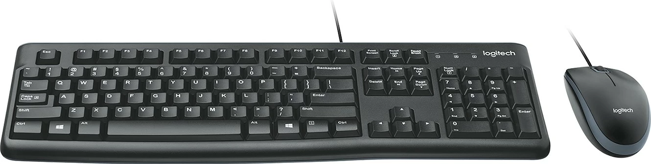 Tastierë dhe Maus Logitech MK120, Full-size, Wired, USB, QWERTY, Ngjyrë e zezë