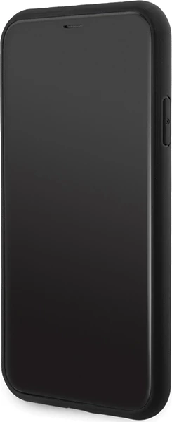 Mbështjellës Guess 4G Triangle Metal Logo për iPhone 11 / XR, i zi