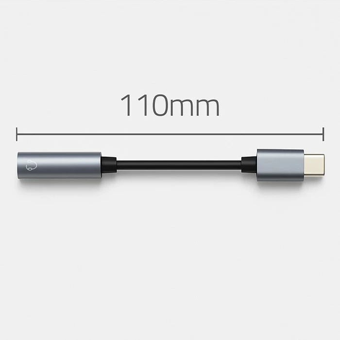 Adapter USB-C në 3.5mm Qoltec 51786, 10cm, zi/gri