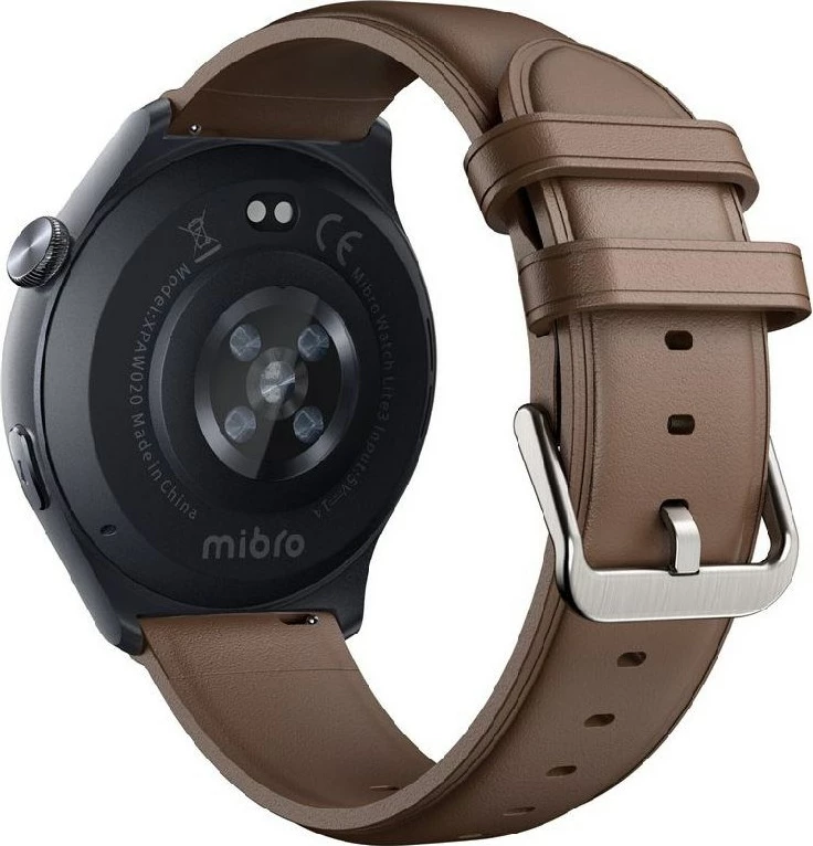 Smartwatch Mibro Lite 3, 1.3" AMOLED, 32 MB RAM, 400 mAh, gri e errët me rrip kafe