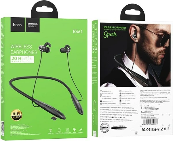 Kufje HOCO ES61, pa tela, Bluetooth, për sport, e zezë