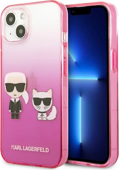 Mbështjellës Karl Lagerfeld KLHCP13STGKCP për iPhone 13 mini 5.4", hardcase, rozë Gradient Ikonik Karl & Choupette