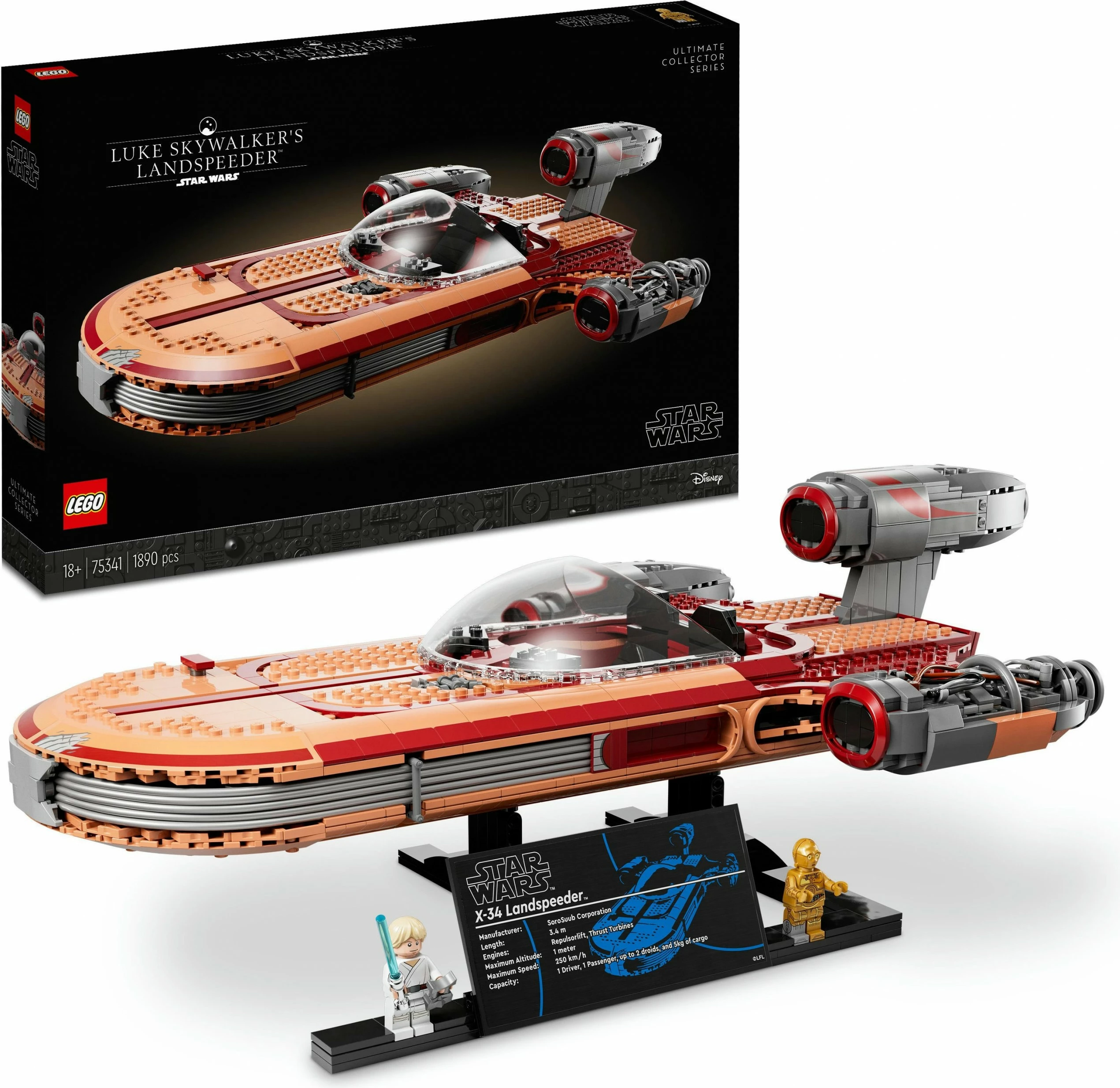 Set LEGO Star Wars Luke Skywalker’s Landspeeder, 1890 pjesë, Multingjyrësh