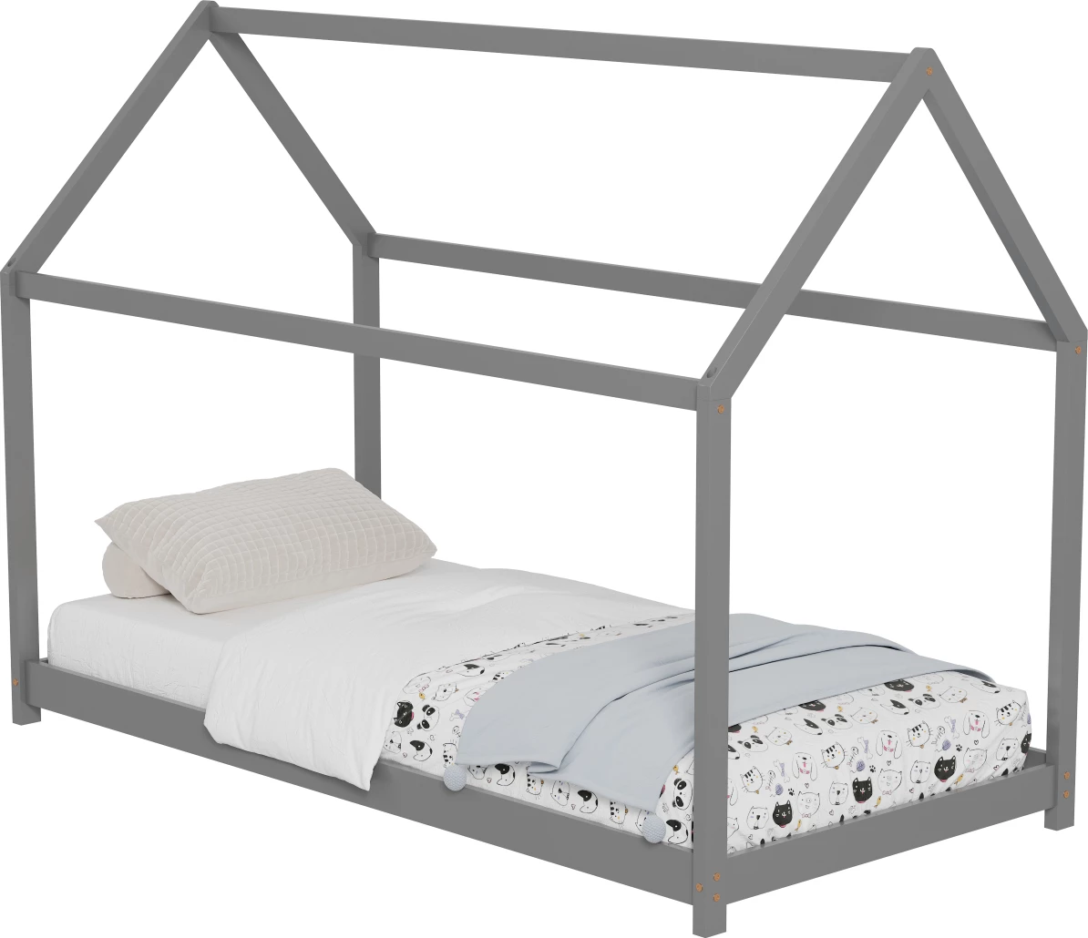 Krevat për fëmijë PEPE FH678.05 t.MONTESSORI dru pishe i fortë në gri - 140x70cm