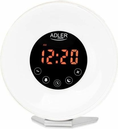 Orë alarmi me dritë Adler AD 1916, simulim lindje dielli, FM radio, USB-C, ndriçim ambient 6 ngjyra, multikolor
