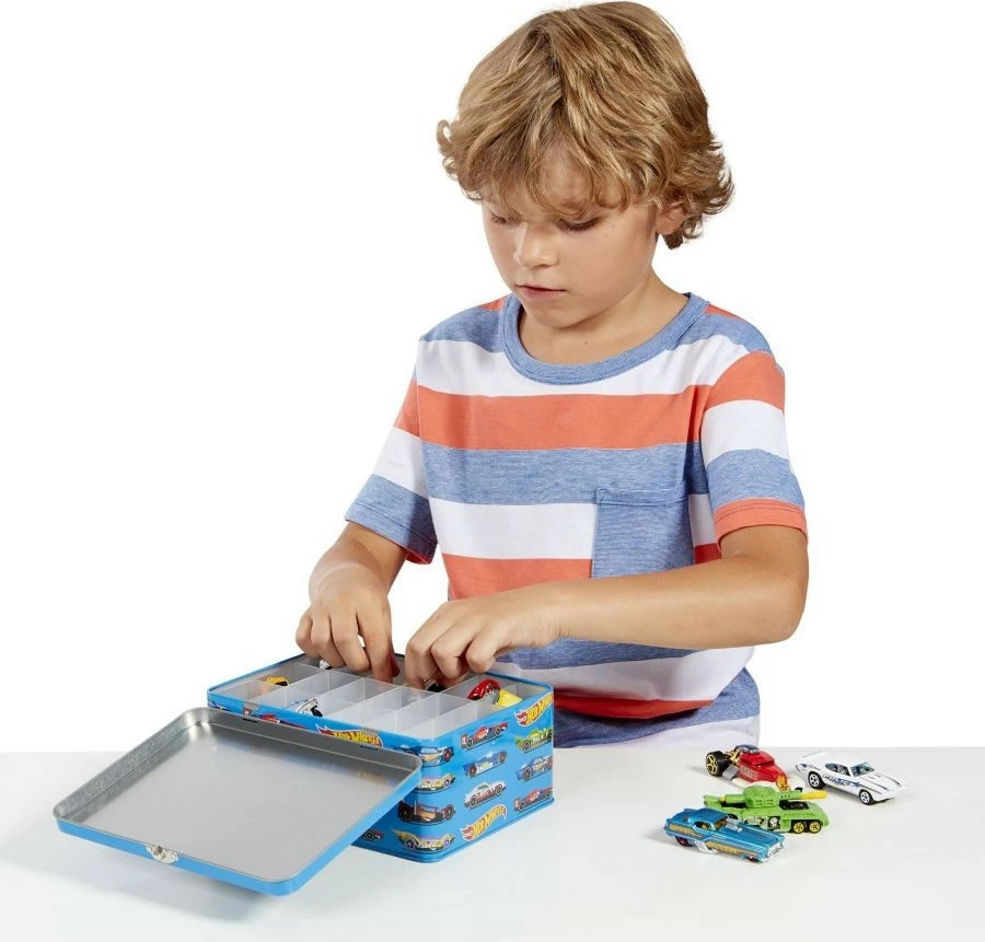 Kuti ruajtëse vetura lodër Hot Wheels Klein 2883, metalike, kaltër/portokalli