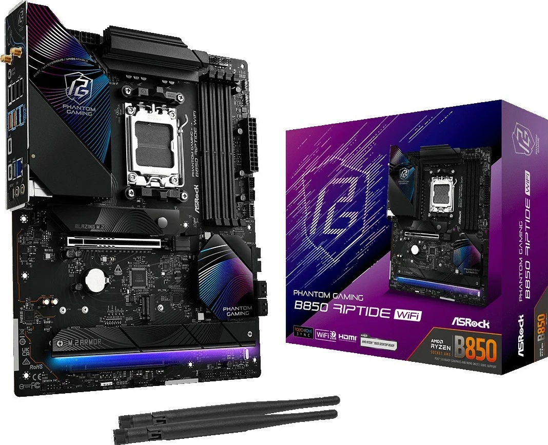 Pllakë amë Asrock Phantom Gaming B850 Riptide WiFi, Socket AM5, ATX, E zezë