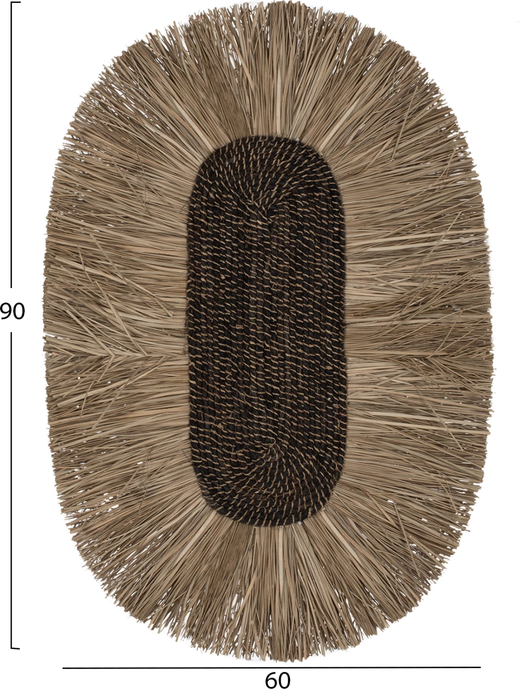 Dekor muri oval prej bari dhe fibrash abaka, ngjyrë natyrale, 60x5x90H cm, FH7795