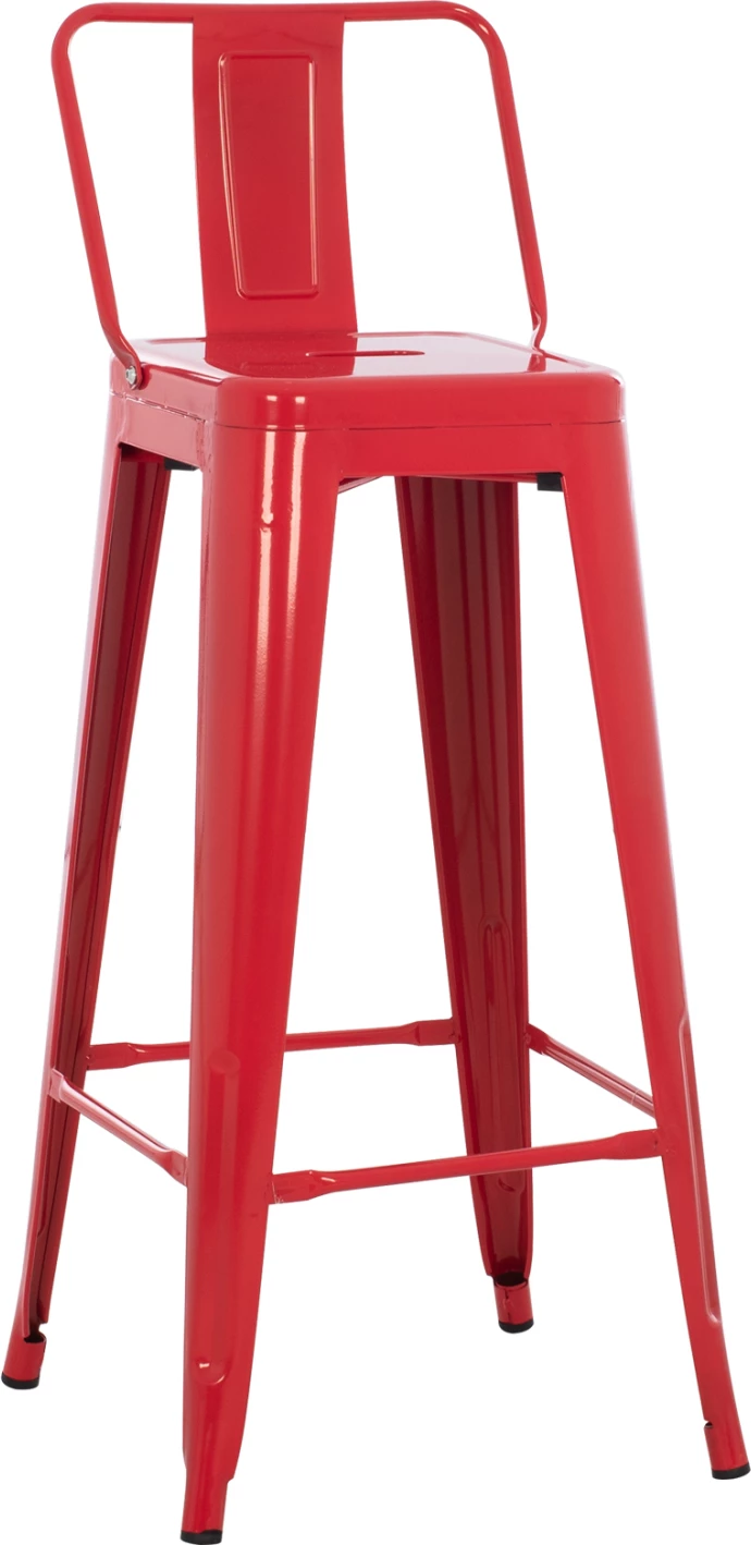 Karrige për bar metalike Melita me shpinë, ngjyrë e kuqe, FH8643.04, 43x43x100 cm