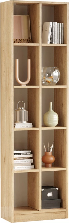 Raft librash 10-vendësh, ngjyrë natyrale, 51.1x25.4x180cm