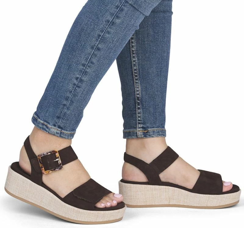 Sandale platforme femra Rieker Remonte D1N54-25, kafe [Madhësia: 36]
