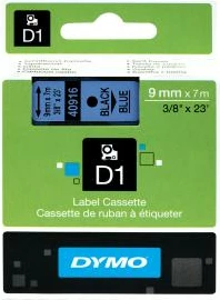 shirit etiketime, Dymo, D1 40916 (S0720710), 9mm x 7m, poliester, i zi mbi blu