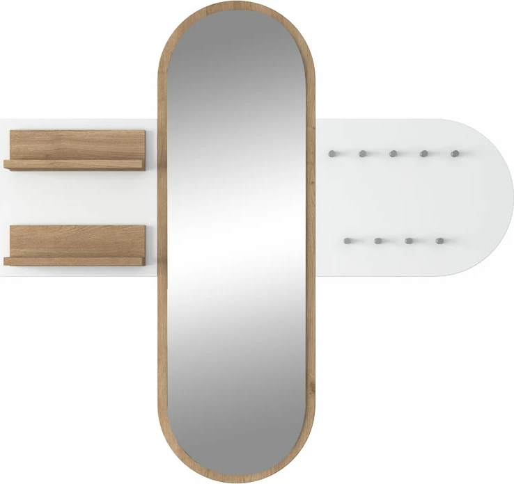 Varëse muri me pasqyrë Baunty, bardhë-arre, 125x2x122cm