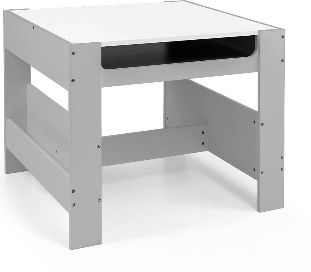 Set tavolinë me dy karrige për fëmijë Milly Mally Sven, MDF, gri/bardhë