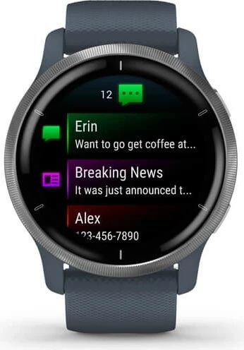 Smartwatch Garmin Venu 2, 45 mm, AMOLED, GPS, Blu/Argjend