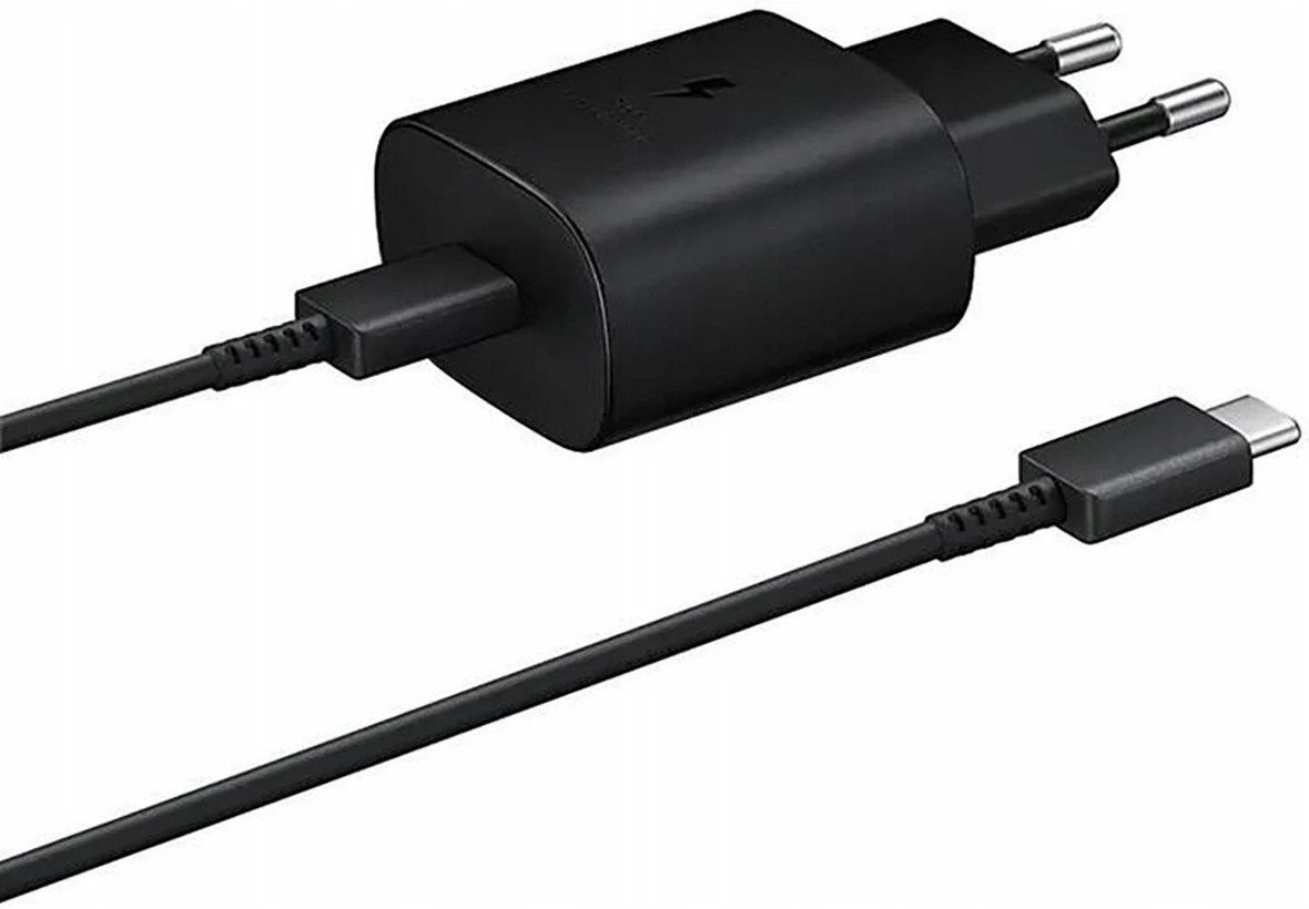 Karikues Samsung EP-TA800EBE 25W USB-C 3A, zi, set me kabllo USB-C 1 m