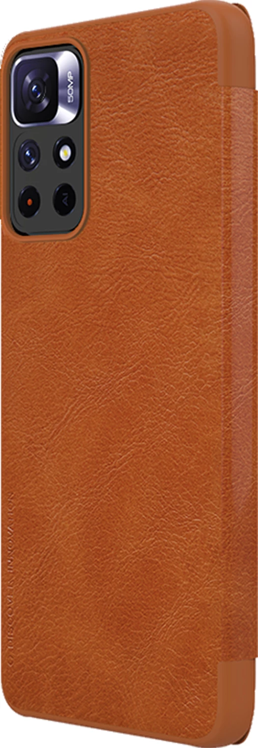 Mbështjellës Nillkin Qin Case për Xiaomi Redmi Note 11T 5G / Note 11S 5G / Note 11 5G (China) / Poco M4 Pro 5G, kafe