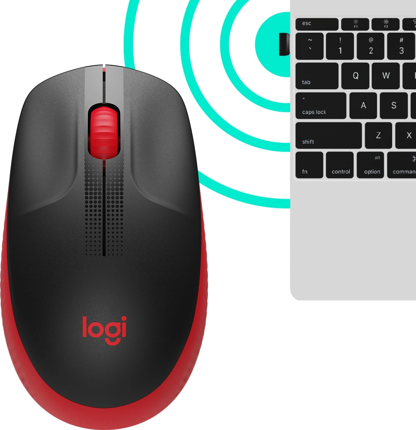 Maus Logitech M190, Wireless, 1000 DPI, i zi, i kuq