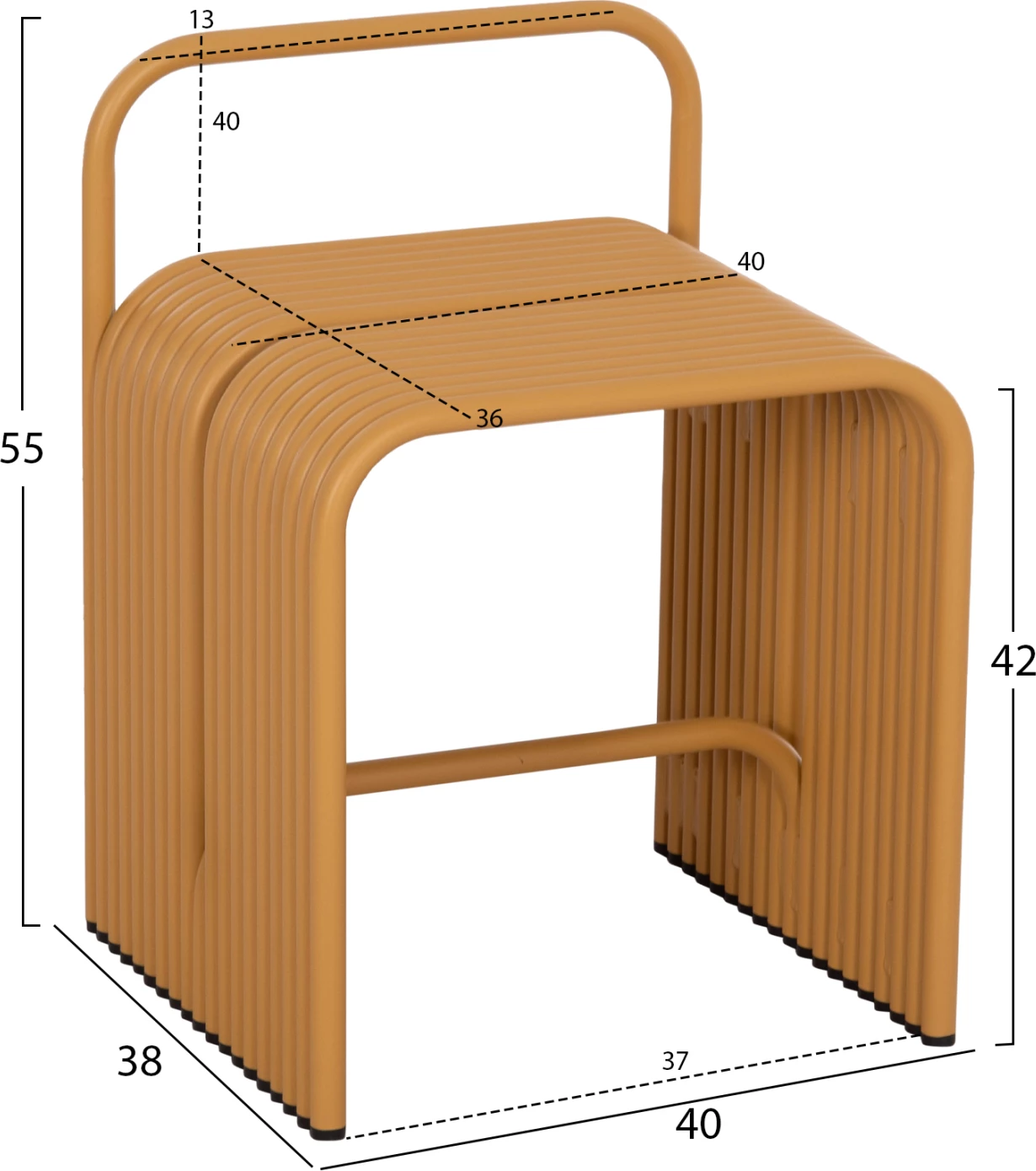 Karrige e ulët INTREPID, alumin, ngjyrë e verdhë mustard, 40x38x55cm